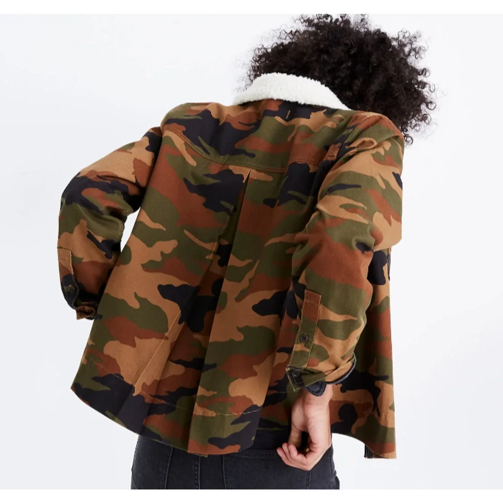 Madewell Northward Cropped Army Jacket Cottontail Camo: Sherpa Edition Size XS